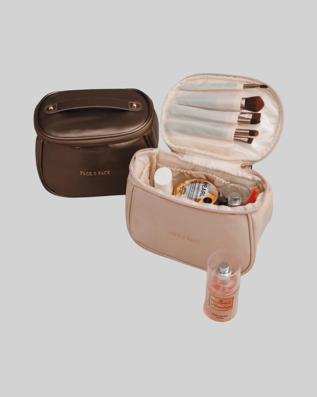 Cosmetiquera Grande Con Tapa Superior Y Bolsillos Internos